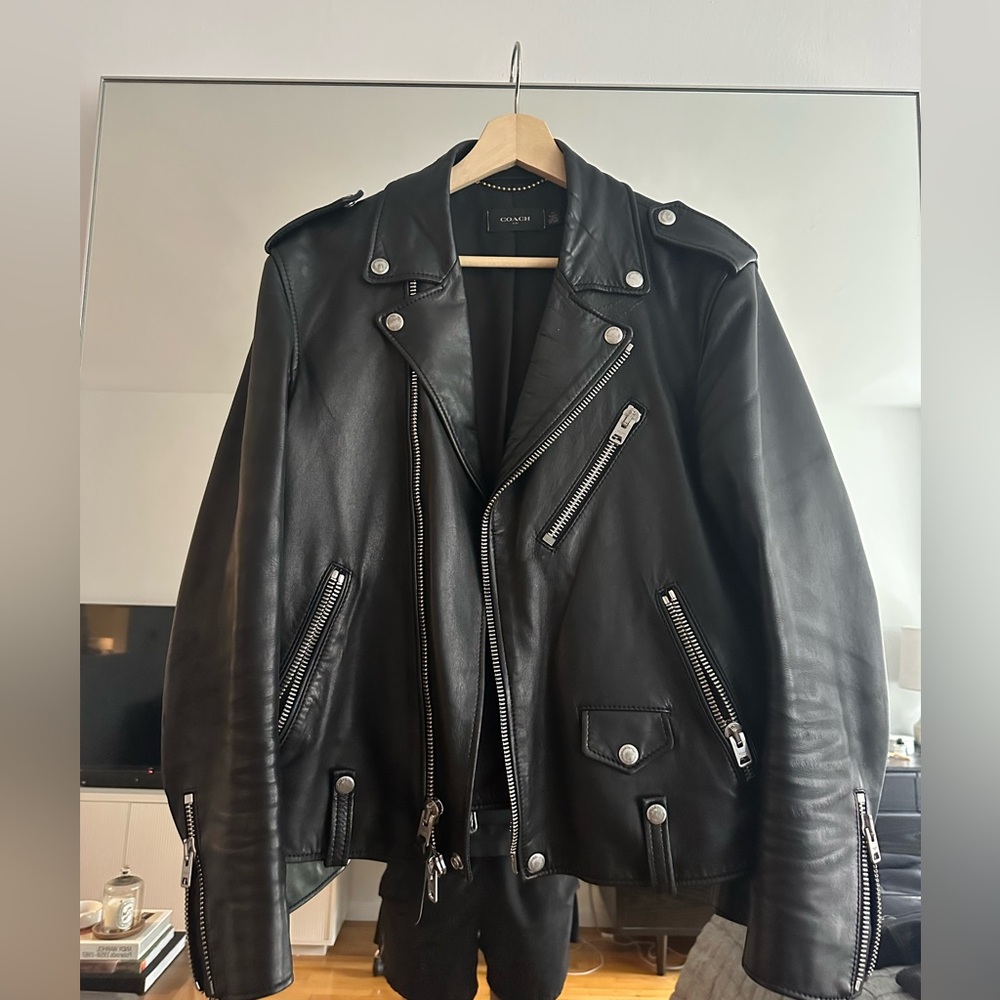coach leather moto jacket